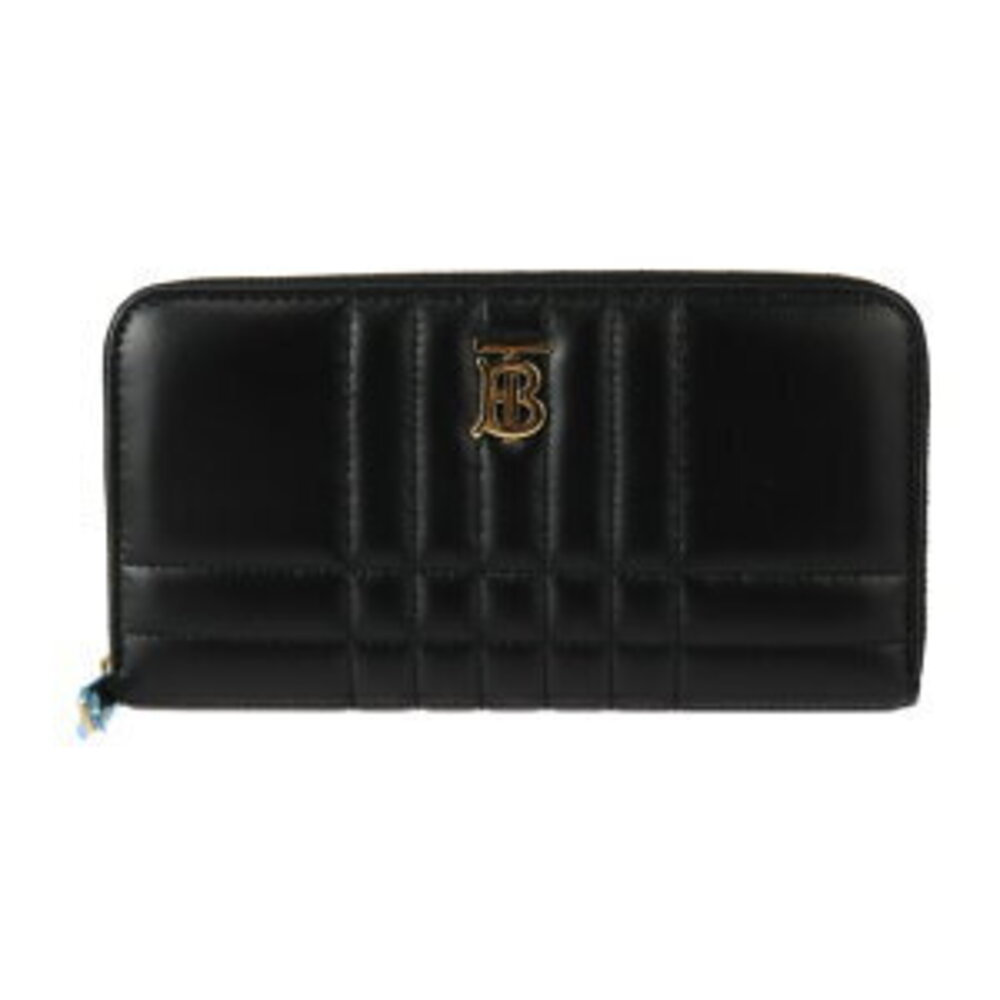 BURBERRY Lola Round Zip Wallet black quilted leather gold Thomas logo